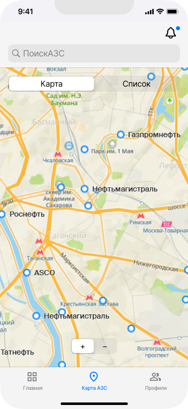 Карта АЗС iOs